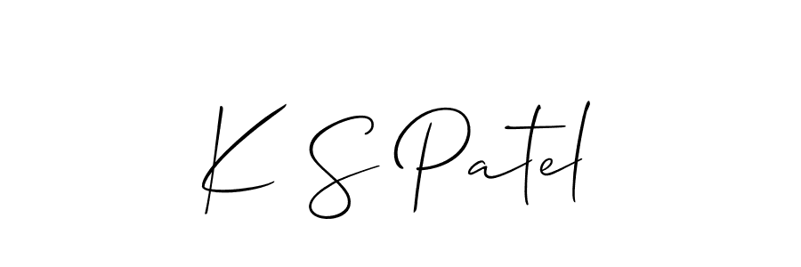 Also You can easily find your signature by using the search form. We will create K S Patel name handwritten signature images for you free of cost using Allison_Script sign style. K S Patel signature style 2 images and pictures png