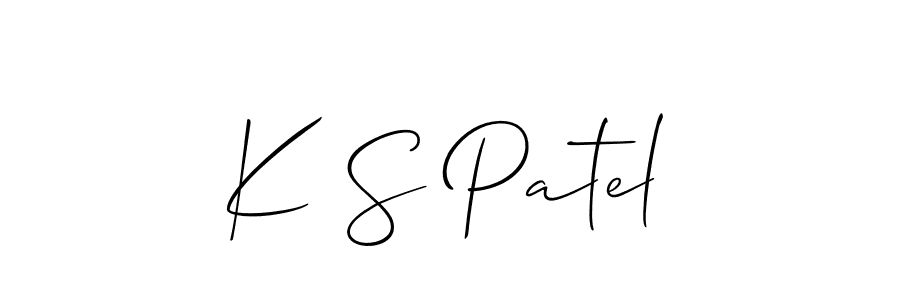 if you are searching for the best signature style for your name K S Patel. so please give up your signature search. here we have designed multiple signature styles  using Allison_Script. K S Patel signature style 2 images and pictures png