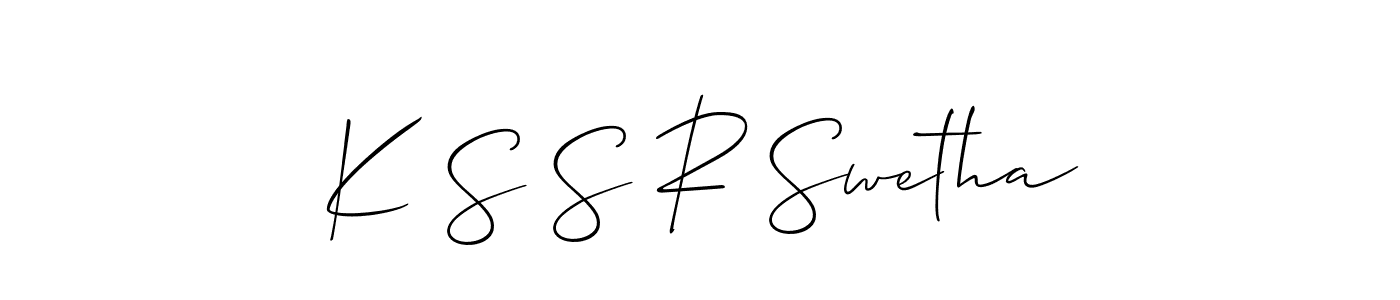 Make a short K S S R Swetha signature style. Manage your documents anywhere anytime using Allison_Script. Create and add eSignatures, submit forms, share and send files easily. K S S R Swetha signature style 2 images and pictures png
