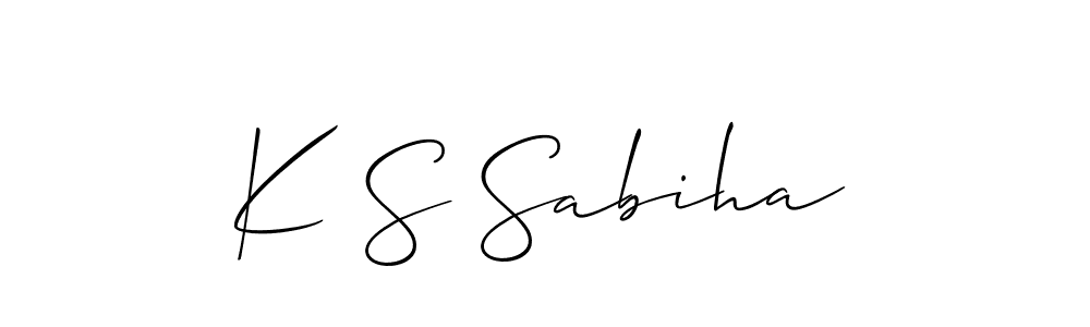 Similarly Allison_Script is the best handwritten signature design. Signature creator online .You can use it as an online autograph creator for name K S Sabiha. K S Sabiha signature style 2 images and pictures png