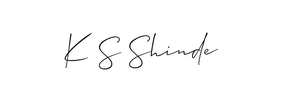 How to make K S Shinde name signature. Use Allison_Script style for creating short signs online. This is the latest handwritten sign. K S Shinde signature style 2 images and pictures png