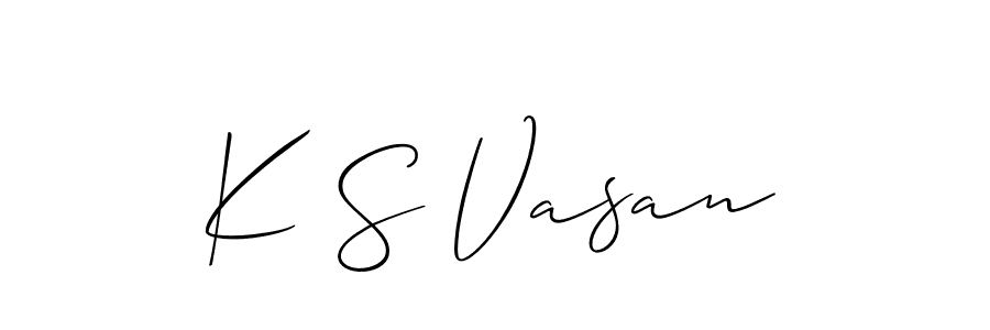 Design your own signature with our free online signature maker. With this signature software, you can create a handwritten (Allison_Script) signature for name K S Vasan. K S Vasan signature style 2 images and pictures png