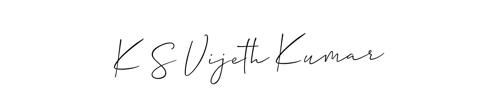 How to make K S Vijeth Kumar signature? Allison_Script is a professional autograph style. Create handwritten signature for K S Vijeth Kumar name. K S Vijeth Kumar signature style 2 images and pictures png