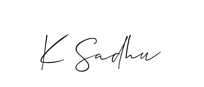 Use a signature maker to create a handwritten signature online. With this signature software, you can design (Allison_Script) your own signature for name K Sadhu. K Sadhu signature style 2 images and pictures png