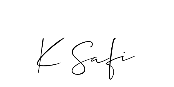 if you are searching for the best signature style for your name K Safi. so please give up your signature search. here we have designed multiple signature styles  using Allison_Script. K Safi signature style 2 images and pictures png