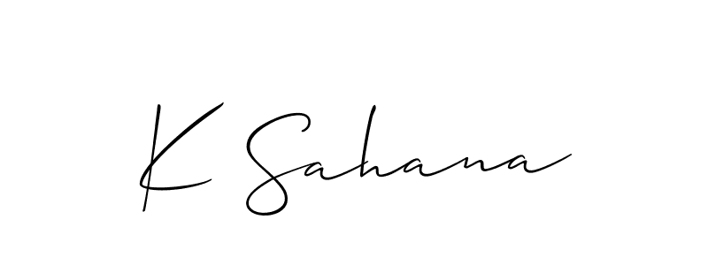 It looks lik you need a new signature style for name K Sahana. Design unique handwritten (Allison_Script) signature with our free signature maker in just a few clicks. K Sahana signature style 2 images and pictures png