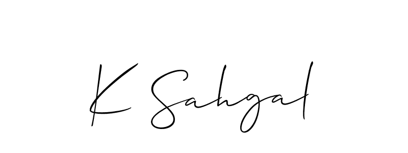 How to make K Sahgal name signature. Use Allison_Script style for creating short signs online. This is the latest handwritten sign. K Sahgal signature style 2 images and pictures png