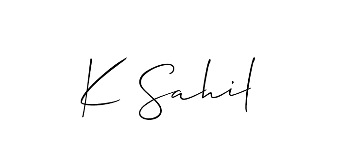 Make a beautiful signature design for name K Sahil. With this signature (Allison_Script) style, you can create a handwritten signature for free. K Sahil signature style 2 images and pictures png