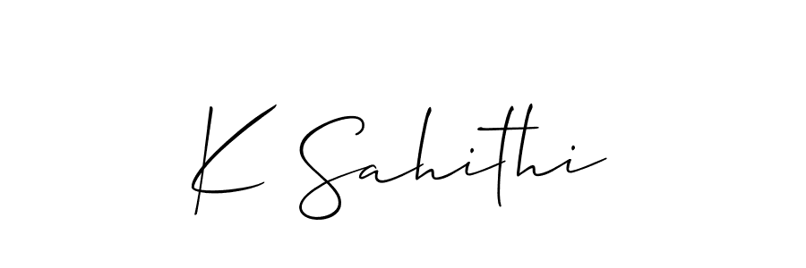 Allison_Script is a professional signature style that is perfect for those who want to add a touch of class to their signature. It is also a great choice for those who want to make their signature more unique. Get K Sahithi name to fancy signature for free. K Sahithi signature style 2 images and pictures png