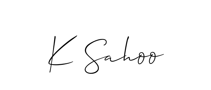 The best way (Allison_Script) to make a short signature is to pick only two or three words in your name. The name K Sahoo include a total of six letters. For converting this name. K Sahoo signature style 2 images and pictures png