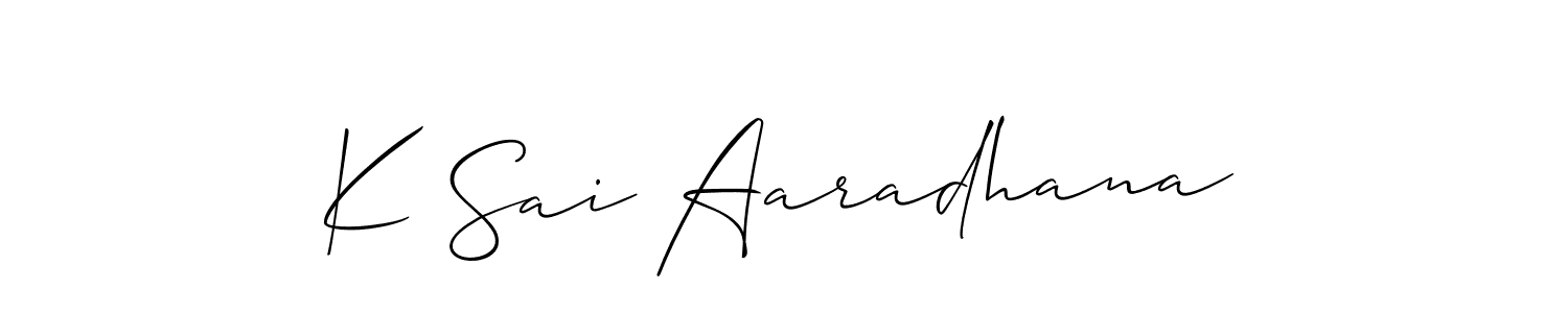 Create a beautiful signature design for name K Sai Aaradhana. With this signature (Allison_Script) fonts, you can make a handwritten signature for free. K Sai Aaradhana signature style 2 images and pictures png