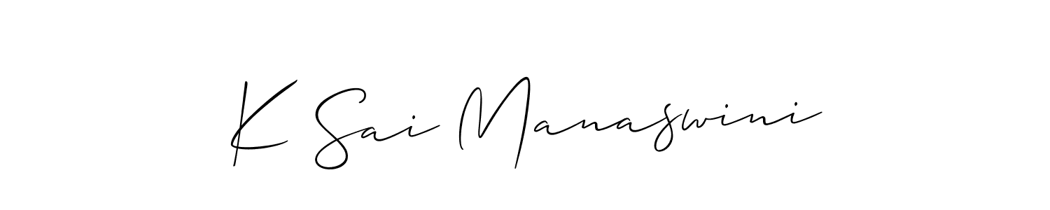 Create a beautiful signature design for name K Sai Manaswini. With this signature (Allison_Script) fonts, you can make a handwritten signature for free. K Sai Manaswini signature style 2 images and pictures png
