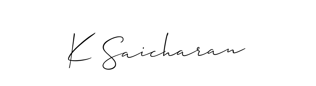 Also we have K Saicharan name is the best signature style. Create professional handwritten signature collection using Allison_Script autograph style. K Saicharan signature style 2 images and pictures png