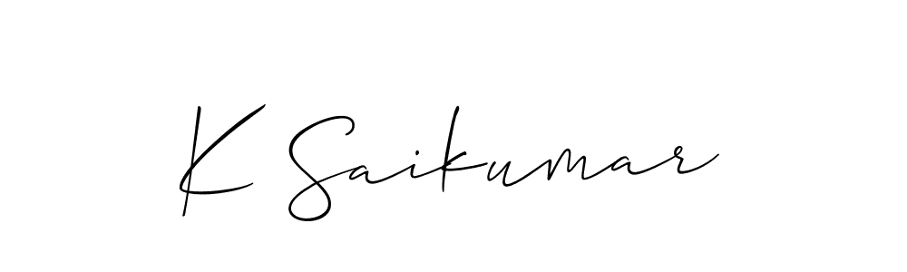 Also we have K Saikumar name is the best signature style. Create professional handwritten signature collection using Allison_Script autograph style. K Saikumar signature style 2 images and pictures png