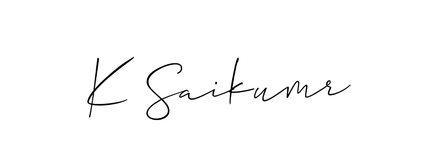 Make a short K Saikumr signature style. Manage your documents anywhere anytime using Allison_Script. Create and add eSignatures, submit forms, share and send files easily. K Saikumr signature style 2 images and pictures png