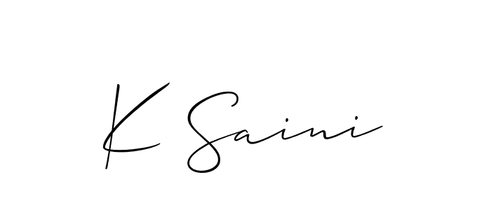 How to make K Saini name signature. Use Allison_Script style for creating short signs online. This is the latest handwritten sign. K Saini signature style 2 images and pictures png