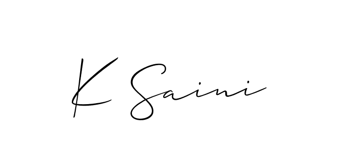 Make a short K Saini signature style. Manage your documents anywhere anytime using Allison_Script. Create and add eSignatures, submit forms, share and send files easily. K Saini signature style 2 images and pictures png