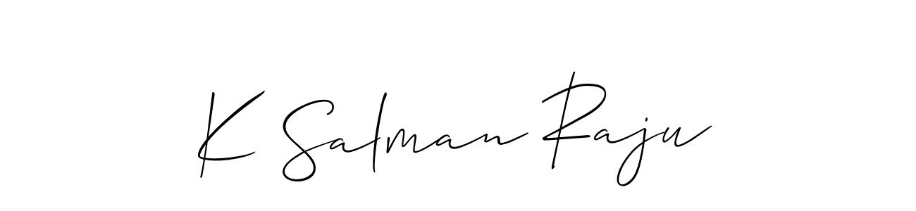 Make a beautiful signature design for name K Salman Raju. With this signature (Allison_Script) style, you can create a handwritten signature for free. K Salman Raju signature style 2 images and pictures png