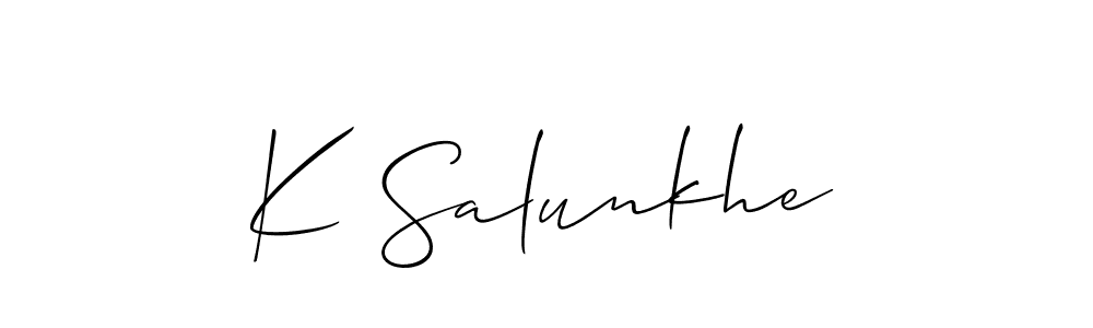 How to Draw K Salunkhe signature style? Allison_Script is a latest design signature styles for name K Salunkhe. K Salunkhe signature style 2 images and pictures png