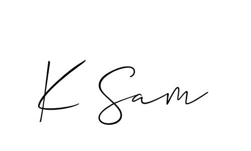 Make a short K Sam signature style. Manage your documents anywhere anytime using Allison_Script. Create and add eSignatures, submit forms, share and send files easily. K Sam signature style 2 images and pictures png