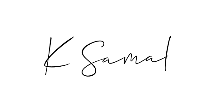 Allison_Script is a professional signature style that is perfect for those who want to add a touch of class to their signature. It is also a great choice for those who want to make their signature more unique. Get K Samal name to fancy signature for free. K Samal signature style 2 images and pictures png