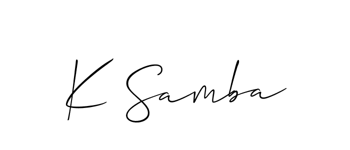 Also You can easily find your signature by using the search form. We will create K Samba name handwritten signature images for you free of cost using Allison_Script sign style. K Samba signature style 2 images and pictures png