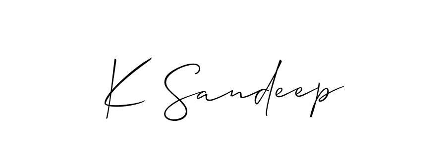Create a beautiful signature design for name K Sandeep. With this signature (Allison_Script) fonts, you can make a handwritten signature for free. K Sandeep signature style 2 images and pictures png