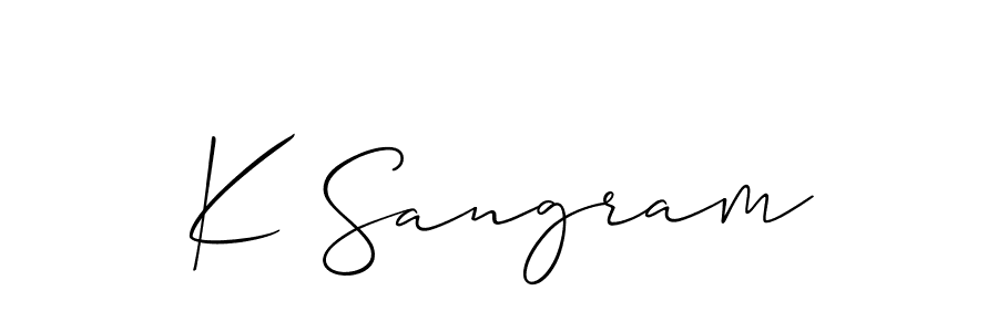 Similarly Allison_Script is the best handwritten signature design. Signature creator online .You can use it as an online autograph creator for name K Sangram. K Sangram signature style 2 images and pictures png