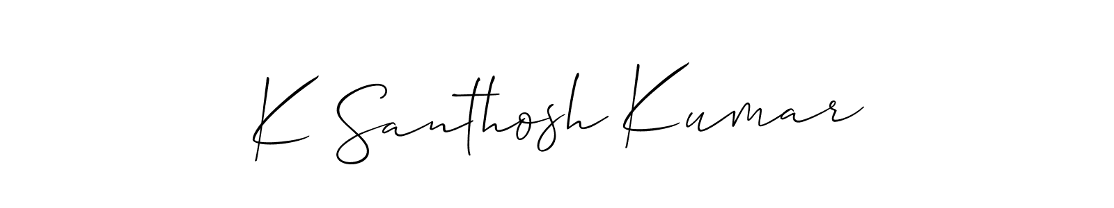 Make a short K Santhosh Kumar signature style. Manage your documents anywhere anytime using Allison_Script. Create and add eSignatures, submit forms, share and send files easily. K Santhosh Kumar signature style 2 images and pictures png