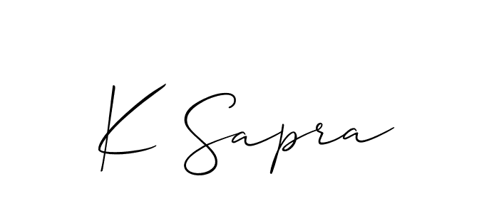 How to make K Sapra name signature. Use Allison_Script style for creating short signs online. This is the latest handwritten sign. K Sapra signature style 2 images and pictures png