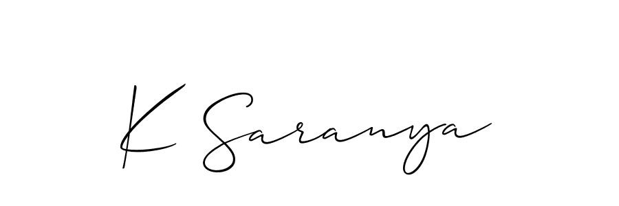 Allison_Script is a professional signature style that is perfect for those who want to add a touch of class to their signature. It is also a great choice for those who want to make their signature more unique. Get K Saranya name to fancy signature for free. K Saranya signature style 2 images and pictures png