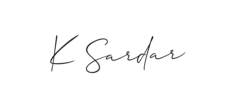 Make a beautiful signature design for name K Sardar. With this signature (Allison_Script) style, you can create a handwritten signature for free. K Sardar signature style 2 images and pictures png