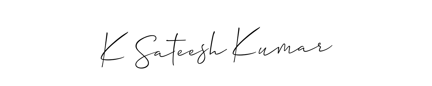 Also You can easily find your signature by using the search form. We will create K Sateesh Kumar name handwritten signature images for you free of cost using Allison_Script sign style. K Sateesh Kumar signature style 2 images and pictures png
