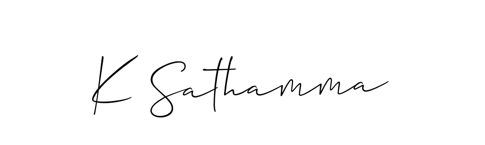 You should practise on your own different ways (Allison_Script) to write your name (K Sathamma) in signature. don't let someone else do it for you. K Sathamma signature style 2 images and pictures png