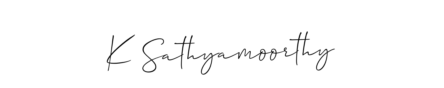 Make a short K Sathyamoorthy signature style. Manage your documents anywhere anytime using Allison_Script. Create and add eSignatures, submit forms, share and send files easily. K Sathyamoorthy signature style 2 images and pictures png