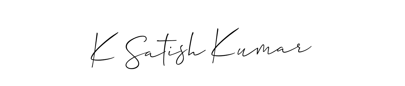 Make a short K Satish Kumar signature style. Manage your documents anywhere anytime using Allison_Script. Create and add eSignatures, submit forms, share and send files easily. K Satish Kumar signature style 2 images and pictures png