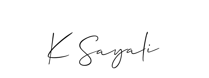 How to make K Sayali name signature. Use Allison_Script style for creating short signs online. This is the latest handwritten sign. K Sayali signature style 2 images and pictures png