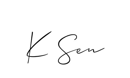 K Sen stylish signature style. Best Handwritten Sign (Allison_Script) for my name. Handwritten Signature Collection Ideas for my name K Sen. K Sen signature style 2 images and pictures png