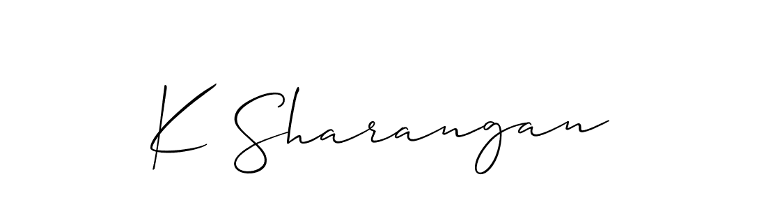 Also You can easily find your signature by using the search form. We will create K Sharangan name handwritten signature images for you free of cost using Allison_Script sign style. K Sharangan signature style 2 images and pictures png