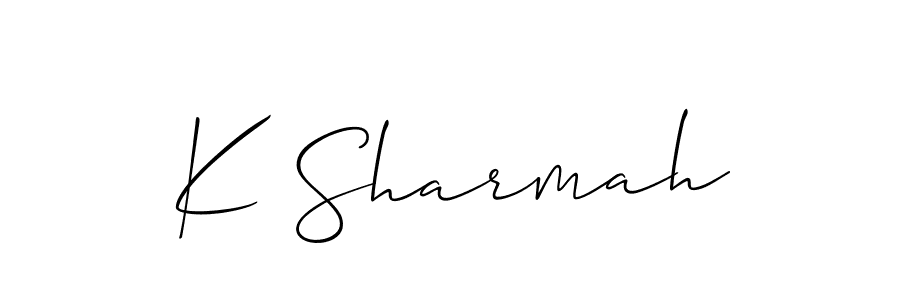How to make K Sharmah name signature. Use Allison_Script style for creating short signs online. This is the latest handwritten sign. K Sharmah signature style 2 images and pictures png