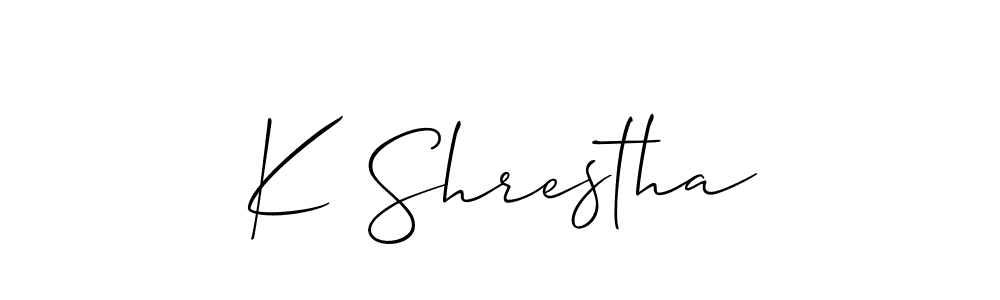 It looks lik you need a new signature style for name K Shrestha. Design unique handwritten (Allison_Script) signature with our free signature maker in just a few clicks. K Shrestha signature style 2 images and pictures png