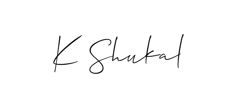 Allison_Script is a professional signature style that is perfect for those who want to add a touch of class to their signature. It is also a great choice for those who want to make their signature more unique. Get K Shukal name to fancy signature for free. K Shukal signature style 2 images and pictures png