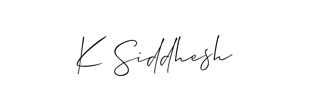 Also we have K Siddhesh name is the best signature style. Create professional handwritten signature collection using Allison_Script autograph style. K Siddhesh signature style 2 images and pictures png