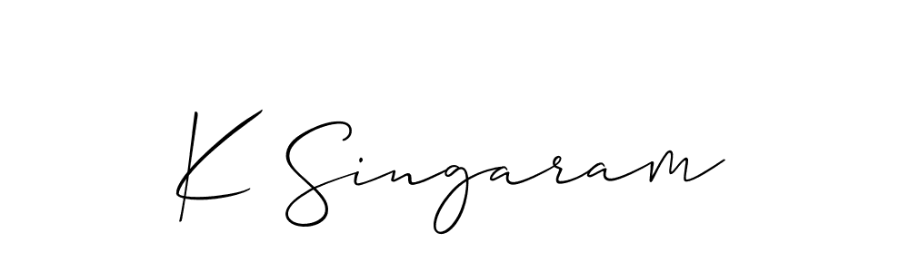 It looks lik you need a new signature style for name K Singaram. Design unique handwritten (Allison_Script) signature with our free signature maker in just a few clicks. K Singaram signature style 2 images and pictures png