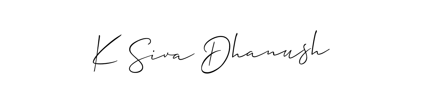 Design your own signature with our free online signature maker. With this signature software, you can create a handwritten (Allison_Script) signature for name K Siva Dhanush. K Siva Dhanush signature style 2 images and pictures png