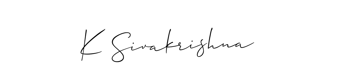 The best way (Allison_Script) to make a short signature is to pick only two or three words in your name. The name K Sivakrishna include a total of six letters. For converting this name. K Sivakrishna signature style 2 images and pictures png