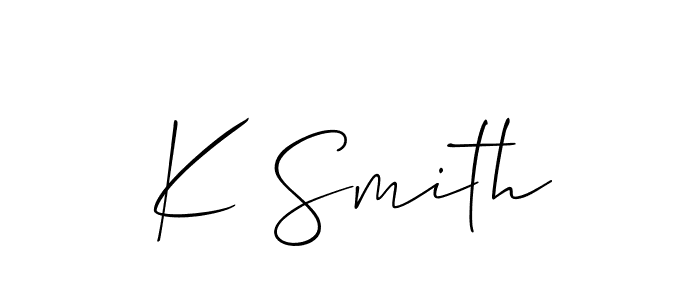 Allison_Script is a professional signature style that is perfect for those who want to add a touch of class to their signature. It is also a great choice for those who want to make their signature more unique. Get K Smith name to fancy signature for free. K Smith signature style 2 images and pictures png