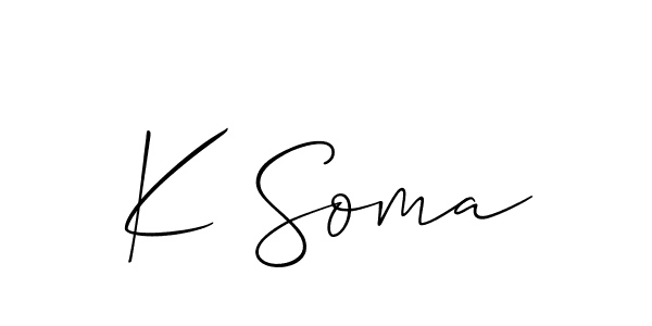 Make a short K Soma signature style. Manage your documents anywhere anytime using Allison_Script. Create and add eSignatures, submit forms, share and send files easily. K Soma signature style 2 images and pictures png