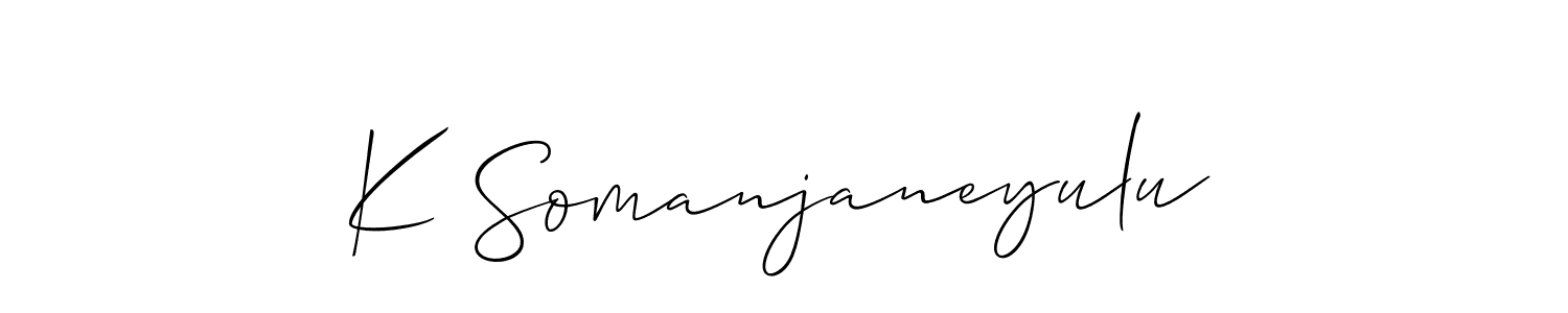 Design your own signature with our free online signature maker. With this signature software, you can create a handwritten (Allison_Script) signature for name K Somanjaneyulu. K Somanjaneyulu signature style 2 images and pictures png