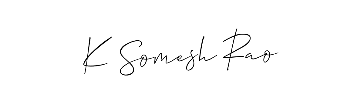 Create a beautiful signature design for name K Somesh Rao. With this signature (Allison_Script) fonts, you can make a handwritten signature for free. K Somesh Rao signature style 2 images and pictures png